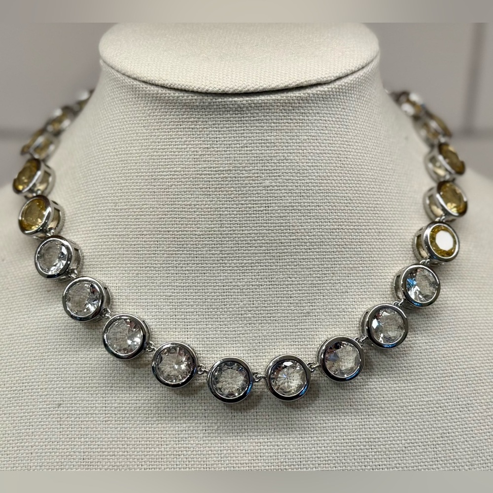 Talbots Crystal Statement Silver Tone Necklace | … - image 1